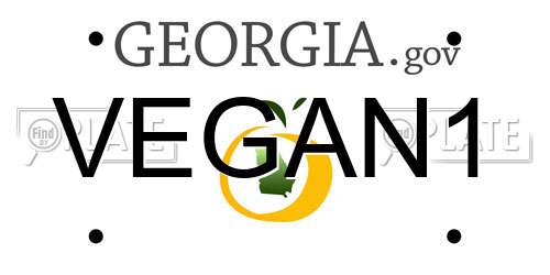 VEGAN1 Georgia License Plate