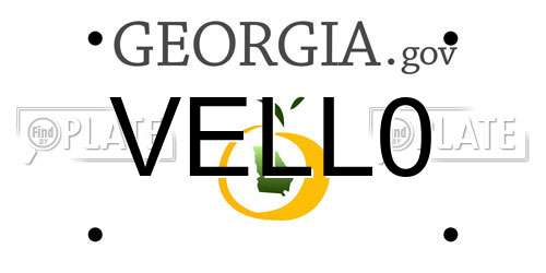 VELL0 Georgia License Plate
