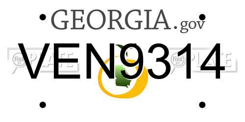 VEN9314 Georgia License Plate