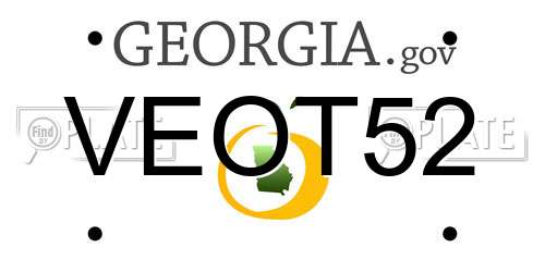 VEOT52 Georgia License Plate