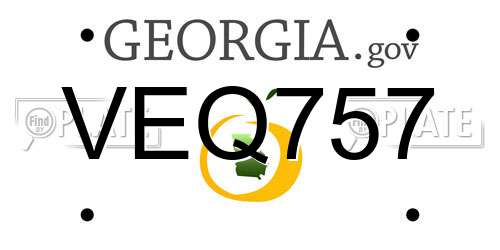 VEQ757 Georgia License Plate
