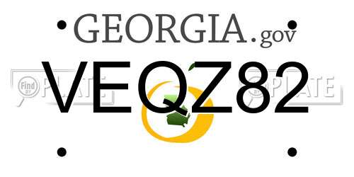 VEQZ82 Georgia License Plate