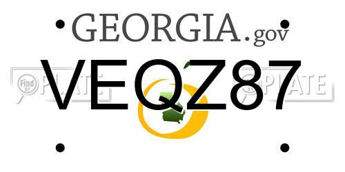VEQZ87 Georgia License Plate