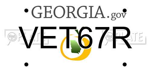 VET67R Georgia License Plate