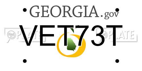 VET73T Georgia License Plate