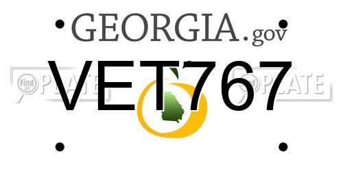 VET767 Georgia License Plate