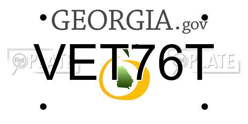VET76T Georgia License Plate