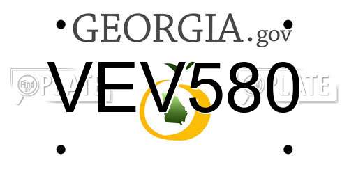VEV580 Georgia License Plate