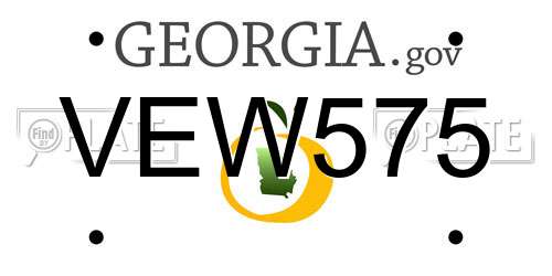 VEW575 Georgia License Plate