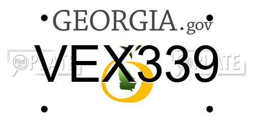 VEX339 Georgia License Plate