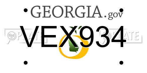 VEX934 Georgia License Plate