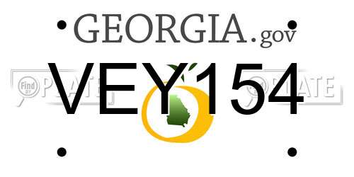 VEY154 Georgia License Plate