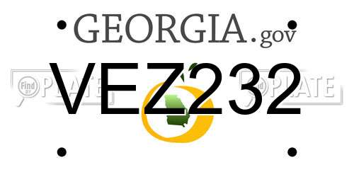 VEZ232 Georgia License Plate
