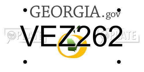 VEZ262 Georgia License Plate