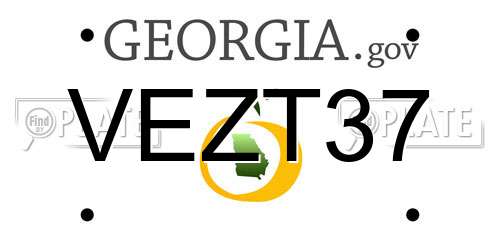 VEZT37 Georgia License Plate