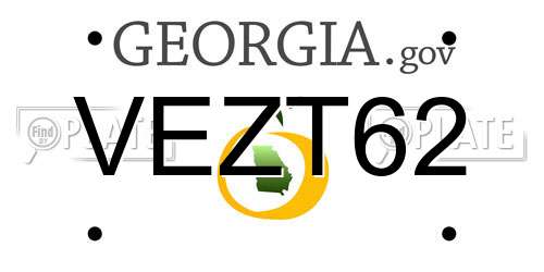 VEZT62 Georgia License Plate