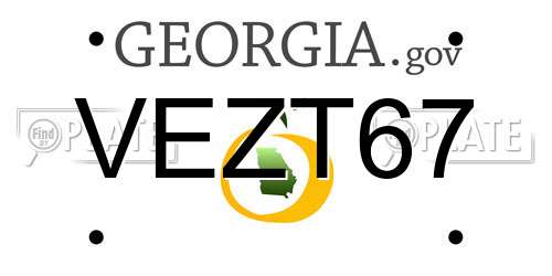 VEZT67 Georgia License Plate