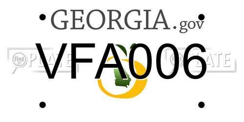 VFA006 Georgia License Plate