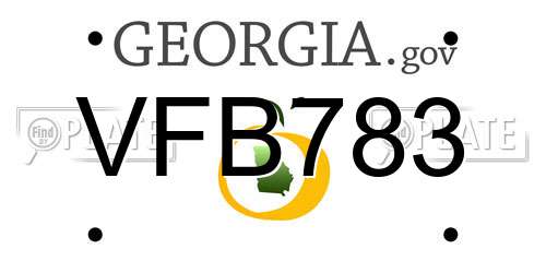 VFB783 Georgia License Plate