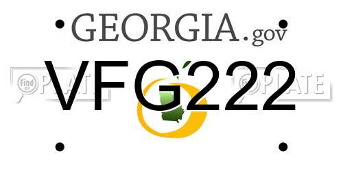 VFG222 Georgia License Plate
