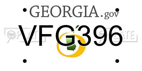 VFG396 Georgia License Plate