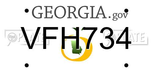 VFH734 Georgia License Plate