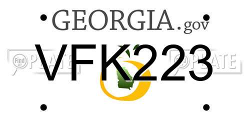 VFK223 Georgia License Plate