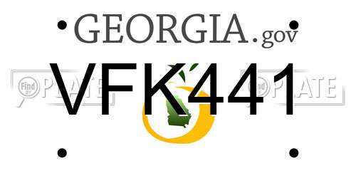 VFK441 Georgia License Plate