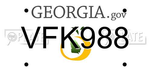 VFK988 Georgia License Plate