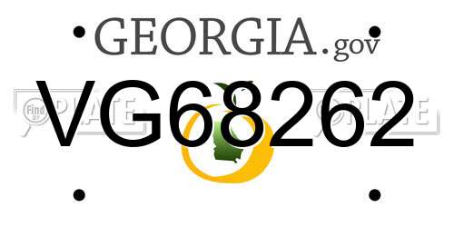 VG68262 Georgia License Plate