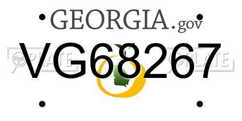 VG68267 Georgia License Plate