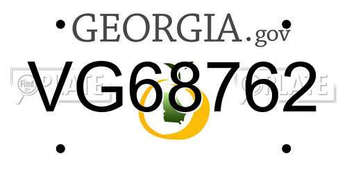 VG68762 Georgia License Plate