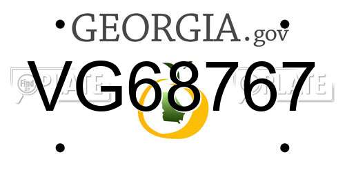 VG68767 Georgia License Plate