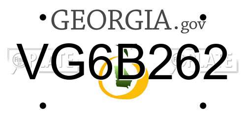 VG6B262 Georgia License Plate