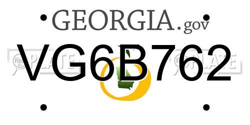 VG6B762 Georgia License Plate