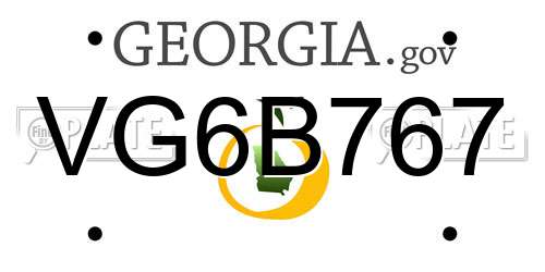VG6B767 Georgia License Plate
