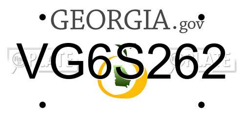 VG6S262 Georgia License Plate