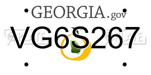 VG6S267 Georgia License Plate