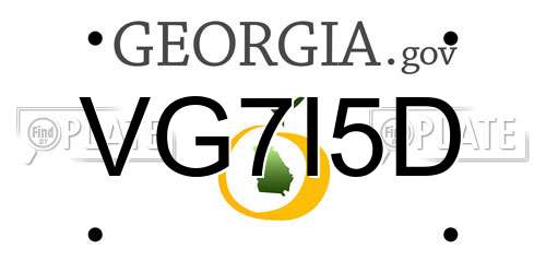 VG7I5D Georgia License Plate