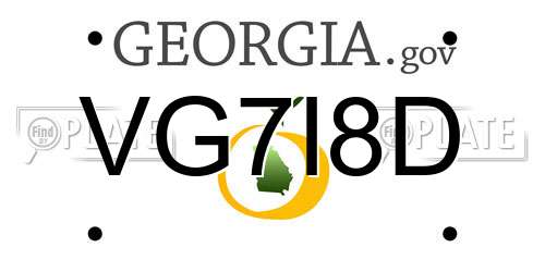 VG7I8D Georgia License Plate