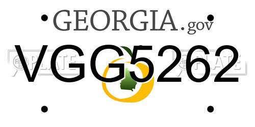 VGG5262 Georgia License Plate