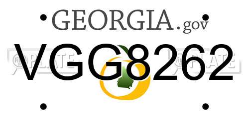 VGG8262 Georgia License Plate
