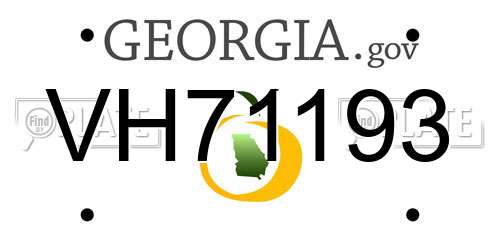 VH71193 Georgia License Plate