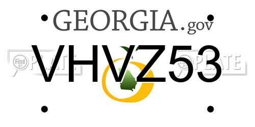 VHVZ53 Georgia License Plate