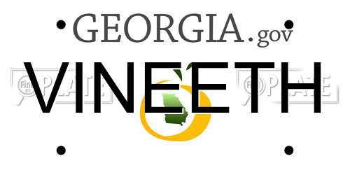 VINEETH Georgia License Plate