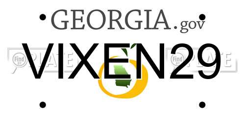 VIXEN29 Georgia License Plate