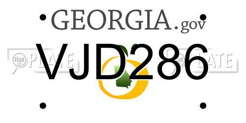 VJD286 Georgia License Plate