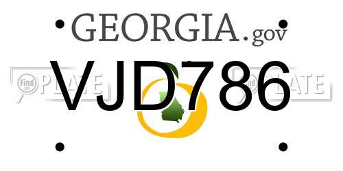 VJD786 Georgia License Plate