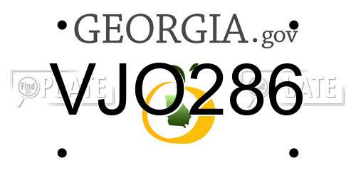 VJO286 Georgia License Plate