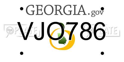 VJO786 Georgia License Plate